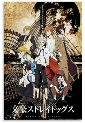 hoxaooi Anime Bungou Stray Dogs Poster Poster Für Zimmer, Ästhetische Leinwand-Wandkunst, Schlafzimmer-Dekor Poster 12x18inch(30x45cm)