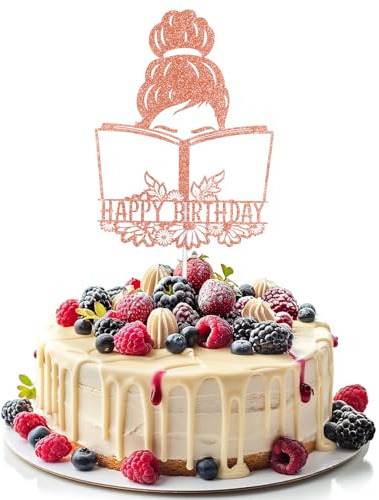 Hpmjz Kuchendekoration für Mädchen, mit Aufschrift Happy Birthday, goldfarben, glitzernd, Cupcake-Topper, Jubiläumsdekoration, Zubehör für Desserts, Eis, Obst, Kekse, 1 Stück