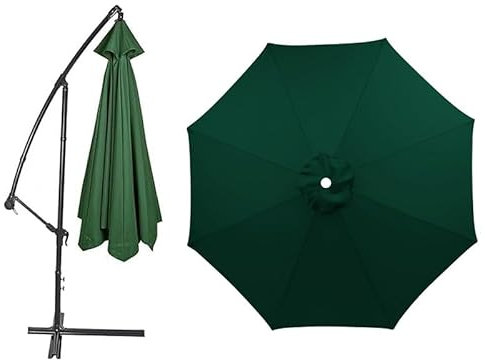 GSKFXJ 2.0/2.5/2.7/3.0m Toldo De Repuesto para Sombrilla Exteriores, 6/8 Varillas Cubierta De Recambio para Toldo, Cubierta De Paño para Sombrilla Voladiza(Dark Green,(3.0m/10ft) 8Ribs)