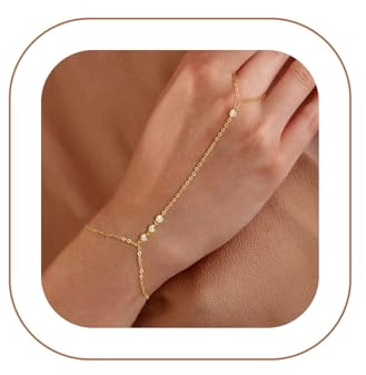 VIROMY Gold Armbänder für Damen,14K Gold Plattierte Ring Kette Diamant 4 Cubic Zirkonia Armband,Geschenk für Frauen und Mädchen