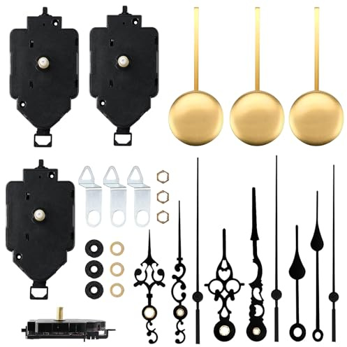 PORFOYO Uhrwerke Für Wanduhr, 3 Stück Quarz Uhrwerk Ersatz Mit 6 Zeigerpaaren, Geräuschloses Uhrwerk Set, Quarz Uhrenwerk Lautlos, Uhrwerk Für Wanduhr Lautlos, Leises Wanduhr-Bastelkit Für DIY Uhr