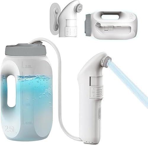 ZEY LUXE Electric Portable Bidet Sprayer – 2.5L Handheld Travel Shattaf, Strong Pressure Toilet Spray, Rechargeable 1600mAh Battery, USB-C Charging – Home, Camping & Outdoor Hygiene (White, JP-239B)