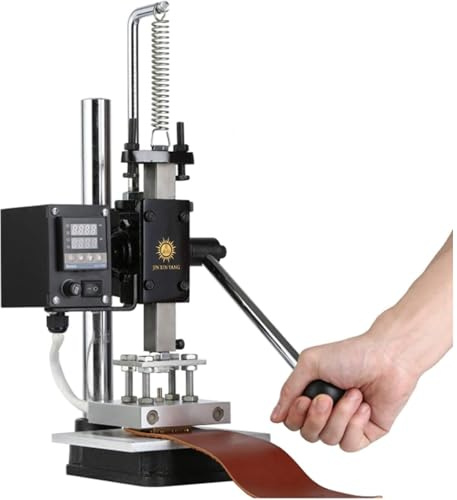 Prensa de calor digital manual, máquina de estampado en caliente y estampado en caliente, máquina de estampado con temperatura ajustable, adecuada para PVC, PU, cuero, papel, madera, etc. (placa de