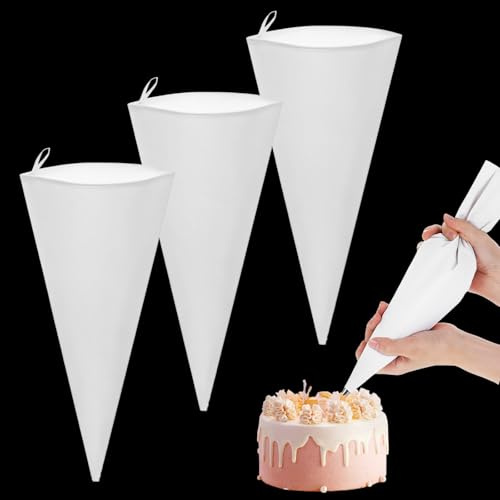 Notoke 3 Stück Profi Spritzbeutel, Wiederverwendbare Baumwolle Spritzbeutel, 30 cm Sahne Spritzbeutel, für Kuchen, Cupcakes, Torten, Kekse, Hausbacken und professionelle Bäckerei-Dekoration