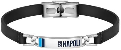 Clondo Bracciale Uomo Donna SSC Napoli in Acciaio – Collezione Ufficiale Calcio – Accessorio Elegante e Sportivo con Logo – Idea Regalo per Tifosi – Vari Modelli Disponibili (Leather Edition)