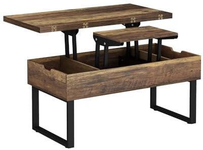 Vicco Couchtisch Lifty, Eiche rustikal, 100 x 50 cm | mit Liftfunktion, ausziehbar mit höhenverstellbarer Tischplatte und Stauraum