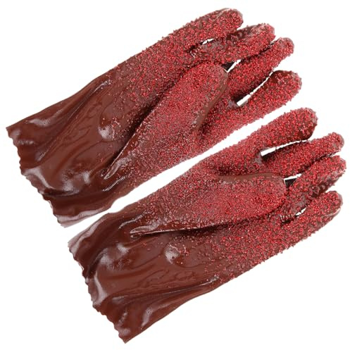 Ipetboom PVC Non-Slip Cleaning Gloves for Dishes, Heavy Duty Waterproof Abrasion Resistant Household Washing Gloves, Reusable Protective Mitts for Plumbing and Drain Cleaning, Men and Women