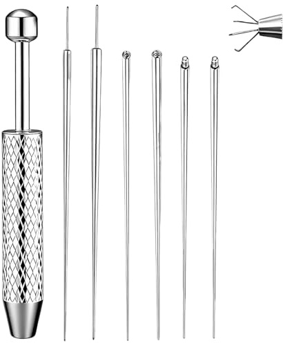 JOVYTH Kit Piercing 7 Piezas con Aguja, Pinza & Guía de Inserción – Acero Quirúrgico, Pistola Piercing Oreja, Kit para Oreja, Nariz, Labio, Accesorios para Poner Piercings, Pinzas para Piercing