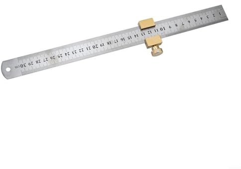 Advokingtap 30Cm Steel Ruler With Brass Positioning Block And Angle Scriber Marking Gauge For Precise Measuring And Layout In Woodworking And Carpentry Projects