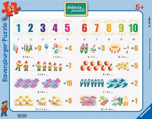 Ravensburger - Zahlen und Mengen, 52 Teile Rahmenpuzzle didactaline