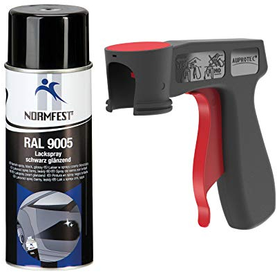 AUPROTEC Lackspray RAL 9005 schwarz glänzend Sprühlack Glanzlack Auto Lack Spray 1x 400ml + 1x Original Pistolengriff