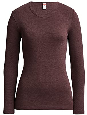 con-ta Conta Thermo Langarm Shirt, Longshirt mit natürlicher Baumwolle, wärmende Unterwäsche für Damen, Rundhalsausschnitt, Damenbekleidung, in Farbe Marine Melange, Größen: 36/XS - 50/4XL