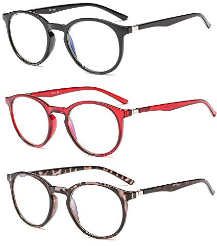 Suertree Blaulichtfilter Lesebrille 3 Pack Computer Brille Herren Damen Anti Rays Lesehilfe für Frauen Männer Leser 1.0X JH252