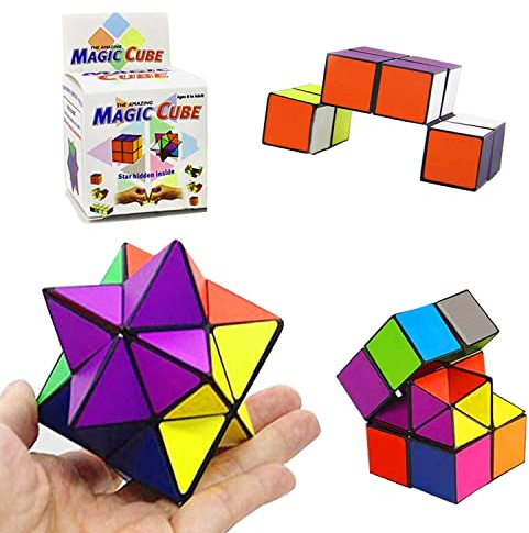 SHONCO Magic Star Cube, Cubo Infinito, Cubo Magico 2 in 1，Solido di Superficie liscia, Allevia lo Stress e l'ansia, Cubo Puzzle Durevole Per Bambini e Adulti
