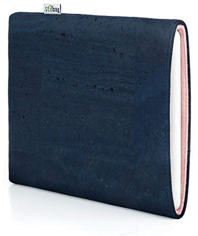 stilbag eReader Hülle VIGO für Amazon Kindle Oasis (9. Generation) | eBook Reader Tasche - Made in Germany | Kork denimblau, Wollfilz zartrosa