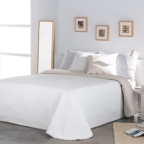VIALMAN Colcha Bouti Ligera Sofia 26 para Cama de Matrimonio de 180 cm y de 200 cm | Tamaño Colcha 270 x 270 cm, Color Beige