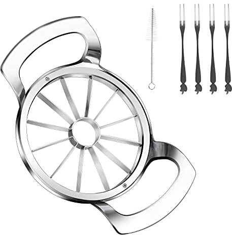 Mempedont Apfelschneider mit 12 Klingen extra großer Apfelentkerner aus Edelstahl ultrascharfer Fruchtentkerner rostbeständiger Apfelschneider Schneider Wedger Trennwand bis zu 102 cm (4 Zoll) Äpfel