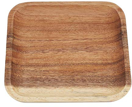 20 * 20 cm Plateau en Bois Naturel élégant Plateau à thé carré café Snack Sushi Repas Plateau de Nourriture Plat de Service en Bois pour la Maison Restaurant café(20 * 20 * 2cm)