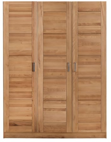 Möbel-Store24 Kleiderschrank Türen Holz Kernbuche teilmassiv Natur geölt 3-türig Pia