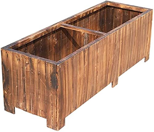 Jardinière Bac à Fleurs Véranda Boîte de Plantation de lit de Jardin surélevé Rectangle carbonisation Bois Massif ne Se décolore Pas Kit de Trou de Drainage à vis en métal GCSQF210515