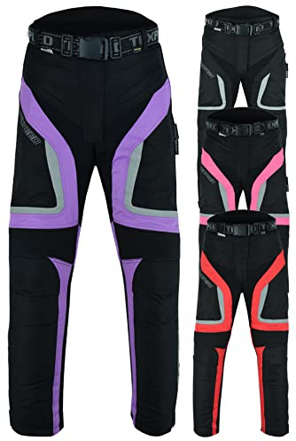 Texpeed Motorradhose Damen Mit Protektoren - Wasserdicht Motorroller Textil Für Sommer oder Winter - Zertifiziert Rüstung (EN 1621-1) Violett - M Taille/Regulär Bein