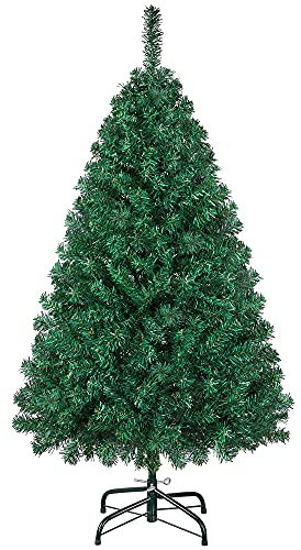 Yaheetech 4ft Hinged Spruce Christmas Tree Holiday Decoration Artificial Unlit Xmas Tree with 330 PVC Flexible Tips, Green