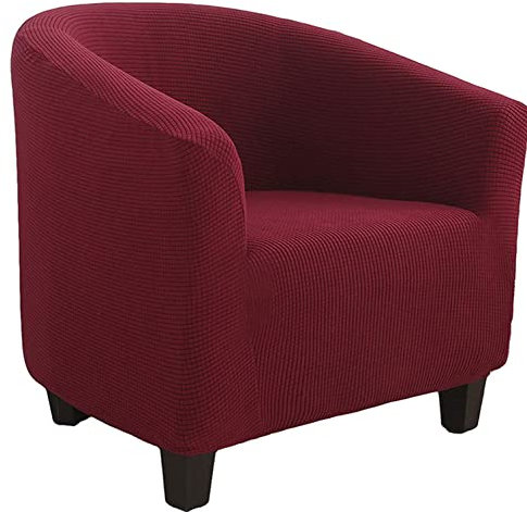 YOPOIY Jacquard Sesselhusse, Stretch Sesselbezug, rutschfest Durable Club Chair Schonbezug, Waschbar Bezug für Wannensessel mit Elastischer Unterseite -rot-Einheitsgröße