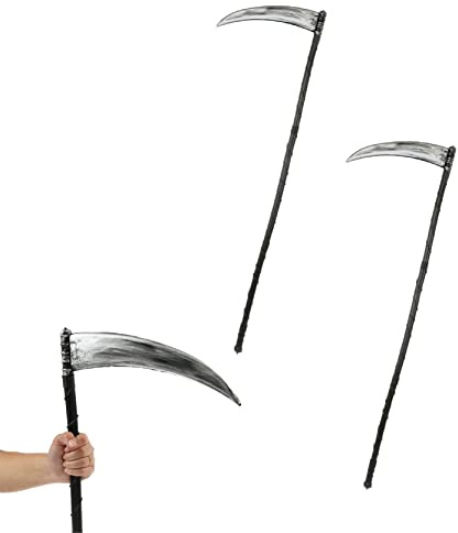 Travestimento da falce di Halloween, confezione da 2, accessorio per costume da triste mietitore, per adulti, 130 cm, accessorio per travestimento di Halloween