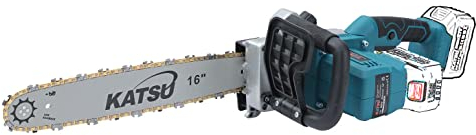 KATSU FIT-BAT 21V Twin Battery Brushless Cordless Electric Chainsaw 16-Inch Guide Bar and Blade Chain for Garden Trees Wood Cutting, Battery and Charger Not Included 102734