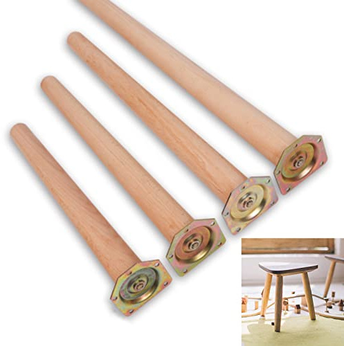 Möbelbeine, Massivholz-Schrankfüße, gerade Holztisch-TV-Beine mit rutschfester Matte, Schrauben und Montageplatte für Sessel, Naturholz, 35 cm, 4 Stück