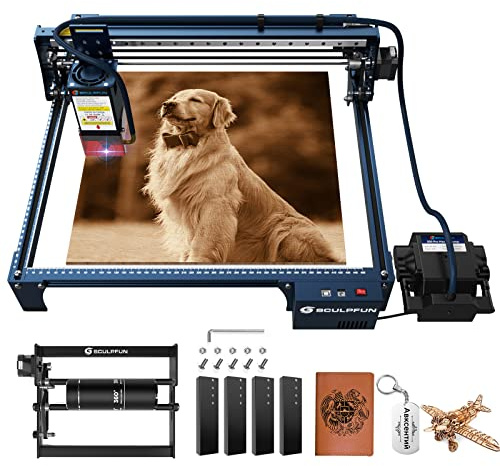 SCULPFUN S30 PRO 10 W Graveur laser avec rouleau rotatif laser automatique assisté par air et rouleau rotatif laser à 360 °, machine de gravure laser CNC 60 W pour cuir de bois