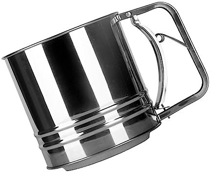 RORPOIR Stainless Steel Flour and Sugar Powder Sifter Large Manual Hand Cocoa Powder Strainer Baking Tool for Home and Professional Use