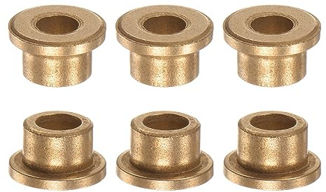 QUARKZMAN 6Stk Flansch Gleitlager Hülse Sinterbronze Buchsen 6x10x8mm | Selbstschmierende Lager mit 14x2mm Flansch Niedrigem Reibungskoeffizienten für Elektromotoren, 3D-Drucker, Maschinenbau