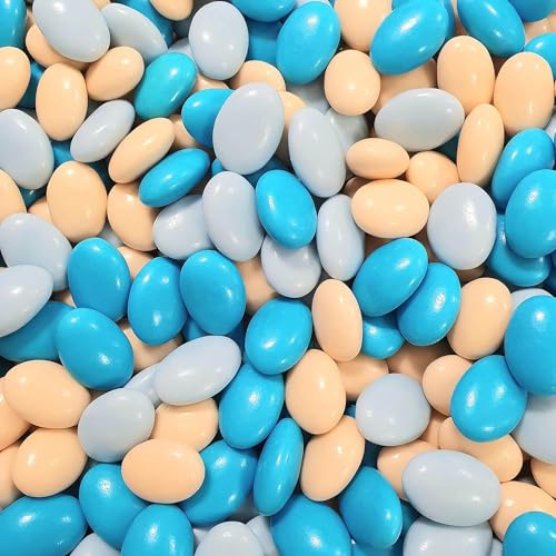 Dragées chocolat intérieur GUIMAUVE variation de bleu turquoise bleu lagon ivoire 500g - pas cher - environ 125 dragées -