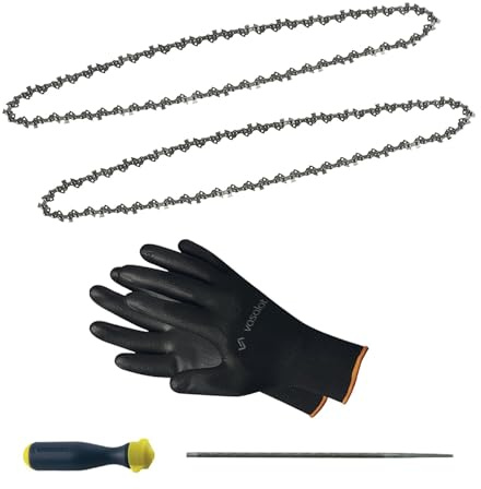 Kettensäge Zubehör - 2x Sägekette 40cm DT20663-QZ Ersatzkette + Feilenheft mit Feile 4mm