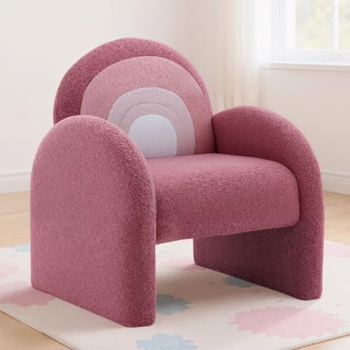 chairus Kunstfell Kindersessel für Kinderzimmer Kindercouch Sofa mit Armlehne für Spielzimmer Gepolsterter Kindersitz für Wohnzimmer (Rosa)