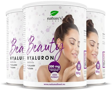 Nature’s Finest Beauty Hyaluron Kollagen Pulver – Hochdosiert mit 200 mg Hyaluronsäure & 2500 mg Kollagen pro Portion – Mit Vitamin C für Straffe, Hydratisierte Haut - 450g