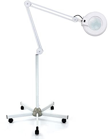 LNINNERY LED Lupenleuchte mit Stativ 5-Dioptrien mit verstellbarem Arm schwenkbar für Arztpraxis Schönheitssalon Kliniken Tattoos Spa 22W
