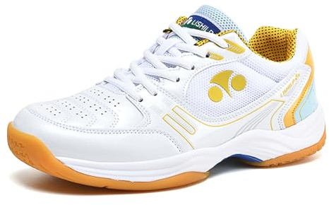 ZHENSI Badminton-Schuhe Für Herren Damen Volleyball-Tennis-Turnschuhe Leicht Bequem Trainingsschuhe Für Den Innenbereich,Weiß,40 EU