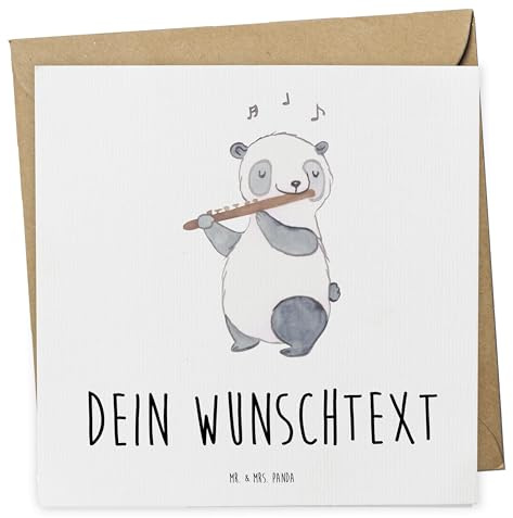 Mr. & Mrs. Panda Postkarte personalisiert Panda Querflöte - Personalisierte Geschenke, Orchester, Flöte, Grußkarten, karte, Ensemble, Instrumente, Karten, Holzblasinstrument