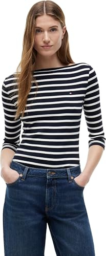 Tommy Hilfiger dam S/S stickade toppar, BLÅ, S