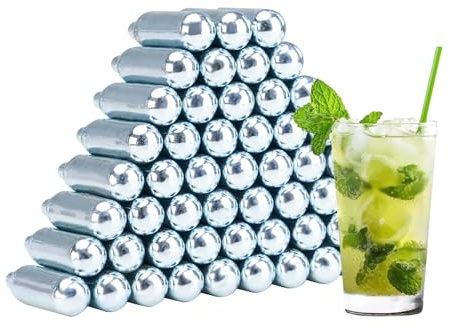 Asfolia CO2 Cartridges,8g CO2 Cylinders Soda Chargers for Sparkling Water Maker, Seltzer Water Chargers, Seltzer Soda Chargers, 50pcs 8g CO2 Cylinders for Portable Carbonated Water Maker