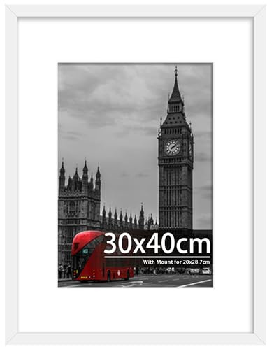 Tinkeps 30x40 White Picture Frame - Engineered Wood and Plexiglass, 30x40 Frame with Mount, Wall Mountable - 30 x 40cm(12x16 inch) Photo Frame