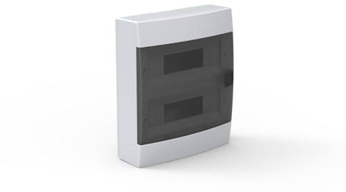 Caja de distribución de superficie para 24 elementos, con fácil acceso y montaje, ideal para instalaciones eléctricas y distribución de circuitos.