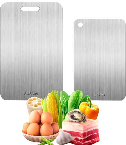 2 Pièces Planche à Découper en Titane Multifonction 2025, Double Face de Qualité Alimentaire pour Goût Original