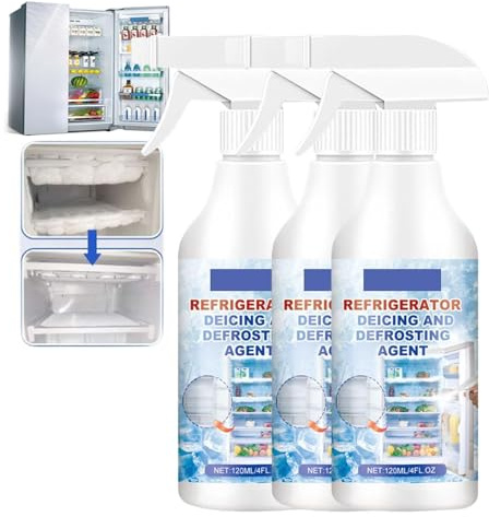 Defrosting Spray For Fridge Freezer,120ml Refrigerator Defrosting Deicer Spray,Freezer Defrosting And Deicing Spray,De-Icer For Refrigerator Defroster,Efficiently Quickly Removes Ice Buildup (3)