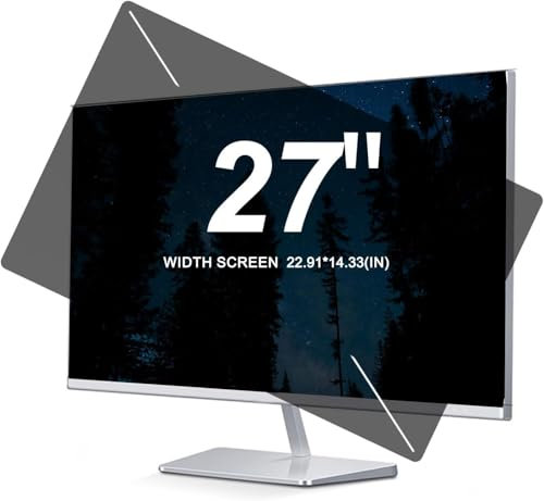 SnamicE Computer Monitor Privacy Screen, Removable Anti-blue Light Anti-glare Monitor Privacy Filter. Suitable for 27Inch 16:9 Widescreen Monitors,