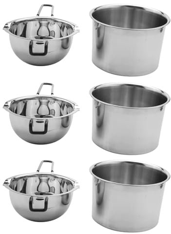 GIWFBQTR 6 Pack Double Boiler Pot Set Stainless Steel Melting Pot for Melting Chocolate Soap Wax Candle Making 600Ml and 1600Ml