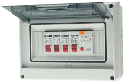 GBSONGJIN Quadro Elettrico Esterno, Quadro Elettrico Interno Pannello Interruttore Automatico a Tre Vie in plastica Resistente con RCD e interruttori Automatici miniaturizzati for Garage e officine