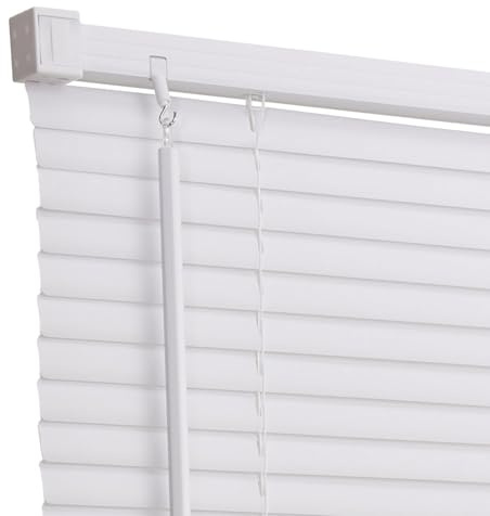 Warmiehomy PVC Venetian Blinds for Windows, White Venetian Blinds 45 * 150cm, 25mm Slat, Easy Fit Trimmable Fitting PVC Window Blind Shutters, Light Filtering & Privacy Control for Home Office, White